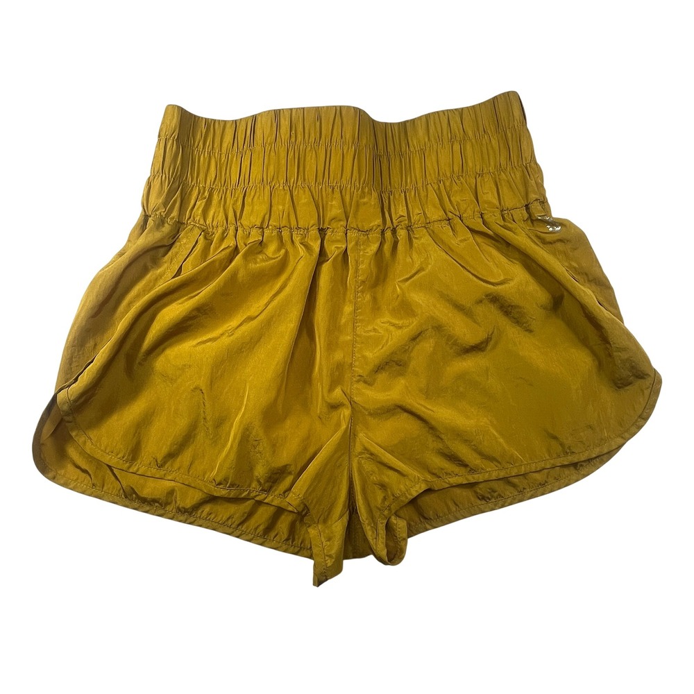 Free People FP Movement The Way Home Shorts Womens XL Mustard Gold Lined Running